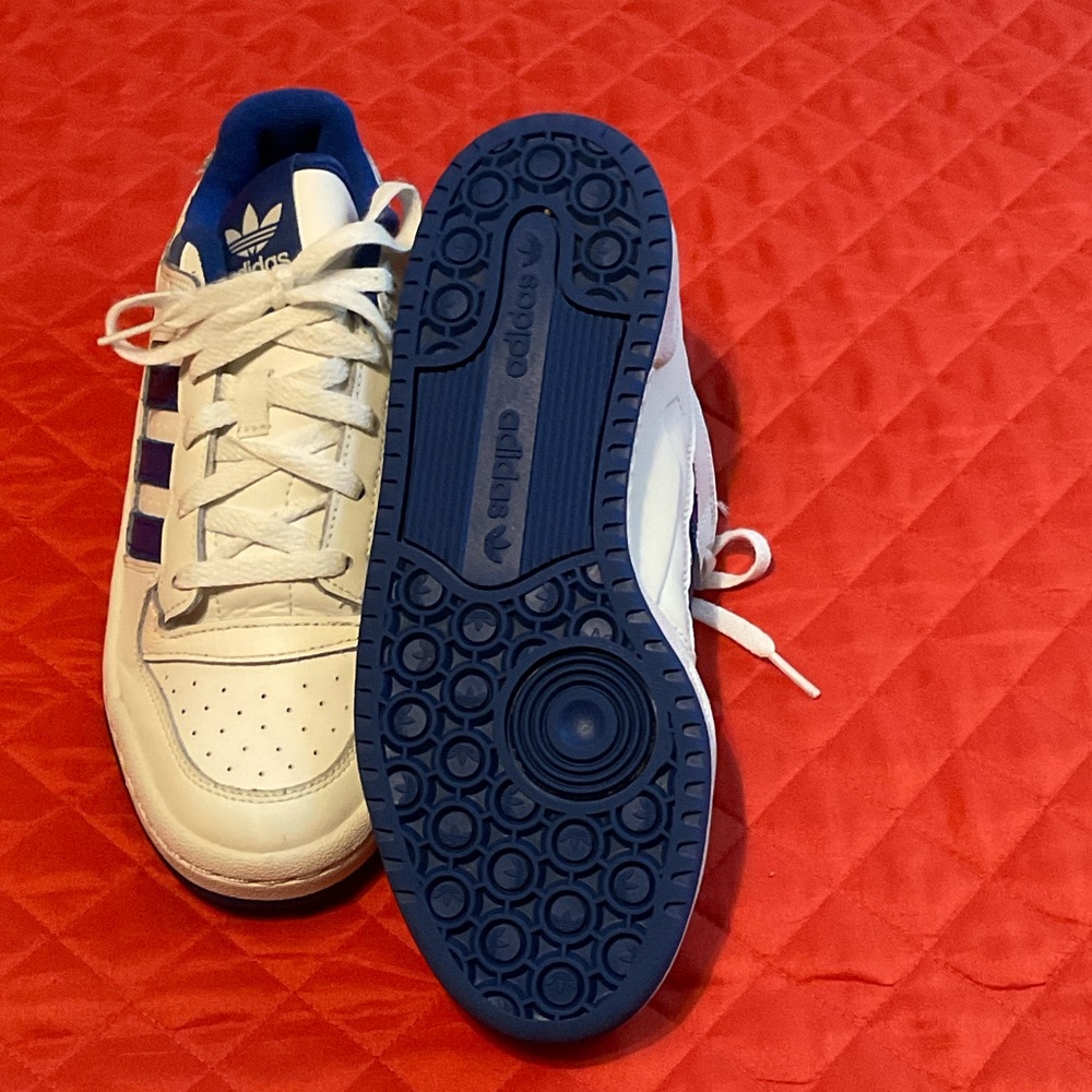 Adidas Kids White and Royal Blue Sneakers - Picture 2 of 5